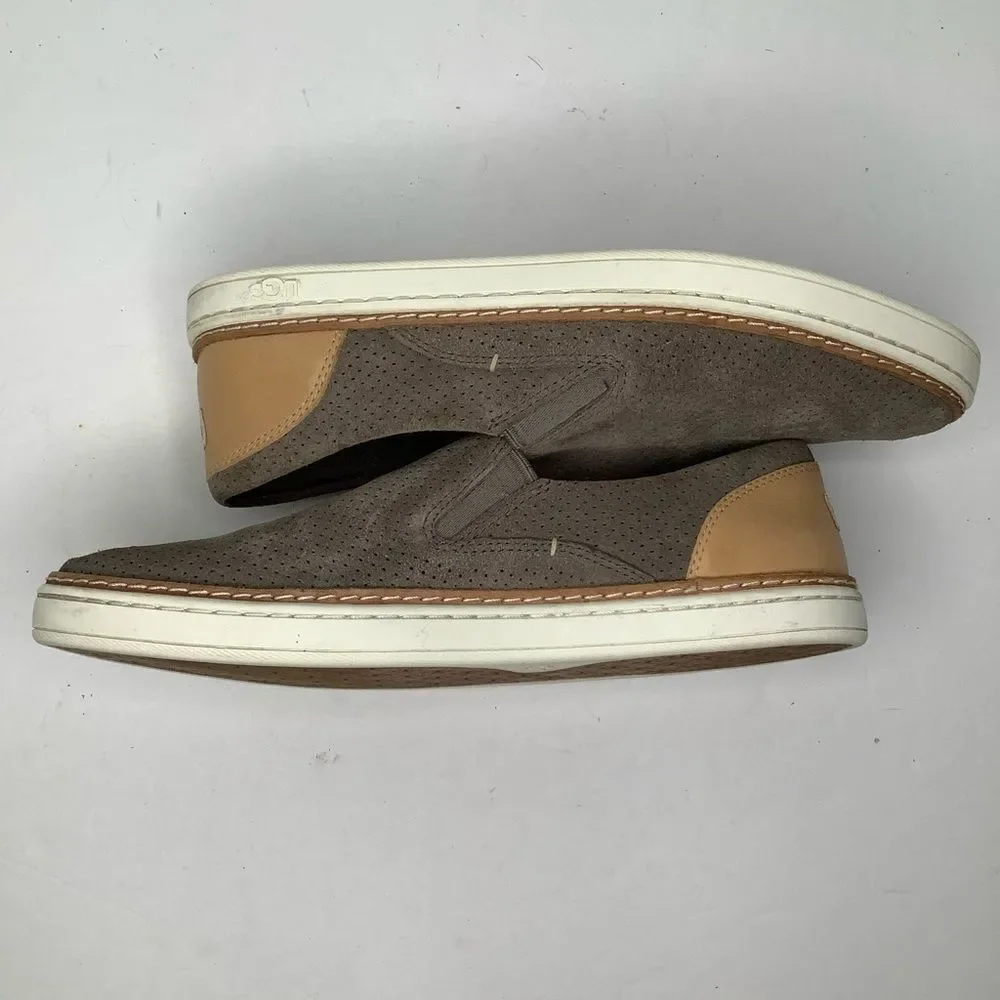 UGG Australia Gray Suede Leather Slip On Boat Sneakers Women Shoes Sz 8